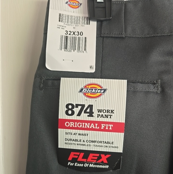 Dickies Mens 874 32x30 Original Fit Flex Dark Gray Straight Leg Work Pants - Picture 7 of 7